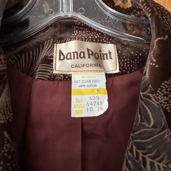 Vintage Chocolate Brown Velvet Floral Blazer Boho Whimsigoth Dark Academia - Picture 3 of 5